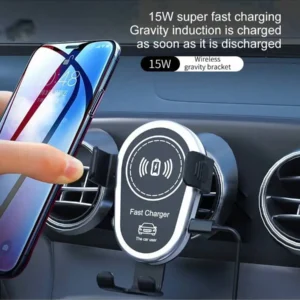 15W Wireless Car Charger With Gravity Induction Holder For iPhone Galaxy Fast Charging