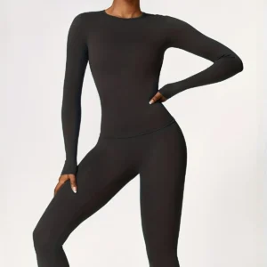 Tight-fitting yoga suit slim long-sleeved outdoor running sports fitness clothing autumn and winter sports women's Pilates