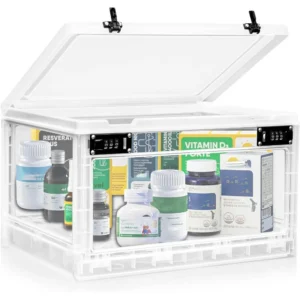 Large Dual Combination Lock Storage Box 24L for Medication Snacks Phone Electronics BPA Free Organizer