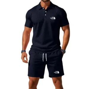 Summer Half Zip Polo Shirt Set Leisure Basketball Sport