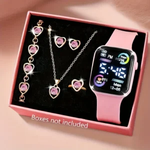 6-piece set of fashion electronic watch necklace earrings ring set for teenagers boys and girls, the best choice for frien - AliExpress 1511