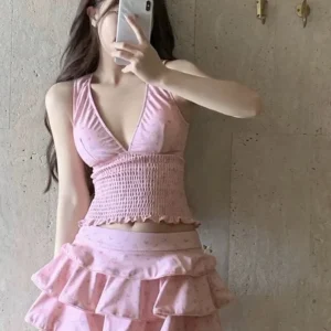 Summer Women's Clothing Slimming Tankini Swimsuit Woman Modest Skirted Bikini Sets For Woman Polyester Vintage Floral Print