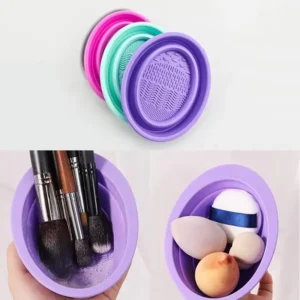 Soft Silicone Makeup Brush Cleaner Folding Powder Puff Cleaning