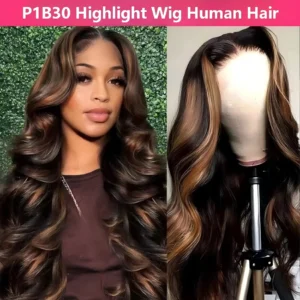 P1b30 Highlight Ombre Body Wave Human Hair Wigs 13x6