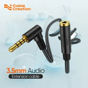 Cablecreation Trrs 3.5mm Headphone Extension Cable With Microphone Right