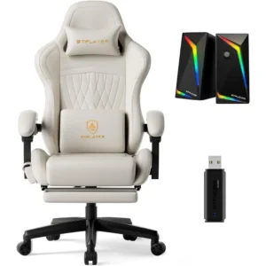 Ergonomic Gaming Chair With Integrated Rgb Speakers And Usb