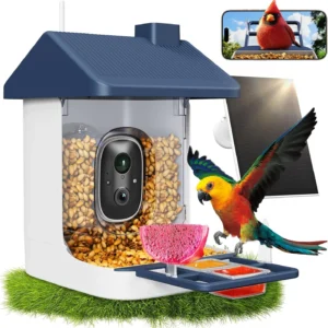 Solar-Powered Smart Bird Feeder with 2K Camera, AI Bird ID & Instant Alerts for Outdoor Bird Watching