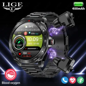 LIGE Smartwatch With Earbuds Bluetooth Headset Speaker Tracker Music Sport Health Track Waterproof AMOLED Screen Men Smart Watch - AliExpress 44