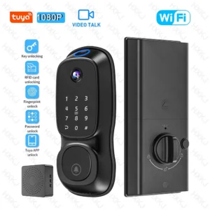 Tuya Wifi Smart Door Lock ‎Camera & Doorbell Multi-Function Fingerprint Lock 5-in-1 Digital Electronic App Control Smart Lock