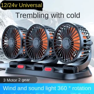 Car Fan 360° Adjustable 3 Head Air Fan Automotive Electric Fan USB/12V/24V Fan 2 Speeds Car Silent Fan For Home Desk Office&Car - AliExpress 34