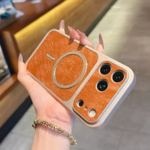 Luxury Feather Patterned For Magsafe Case For Iphone 17