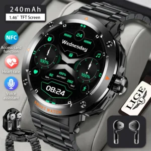 Lige Men Earphone Smart Watch Bluetooth Call Women Sport